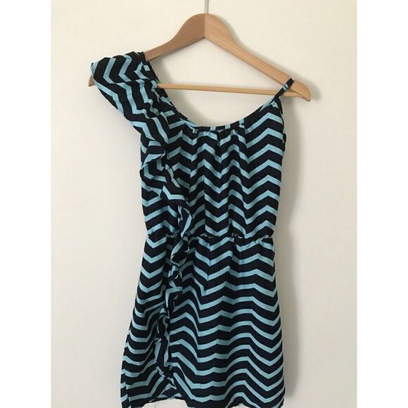 ENVY ME Womens Top Striped One Shoulder Tunic Small - Picture 1 of 3